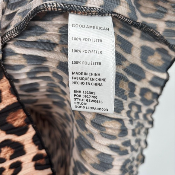 NWT Good American Plisse Leopard Long Sleeve Button Down Shirt Oversized Sz L/XL - Picture 4 of 14
